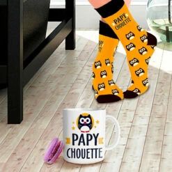 Coffret Mug Chaussettes Papy Chouette -Cadeau boutique coffret mug chaussettes papy chouette 1