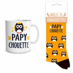 Coffret Mug Chaussettes Papy Chouette -Cadeau boutique coffret mug chaussettes papy chouette 2