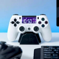 Paladone Réveil Manette Playstation Blanc -Cadeau boutique reveil manette playstation blanc 3